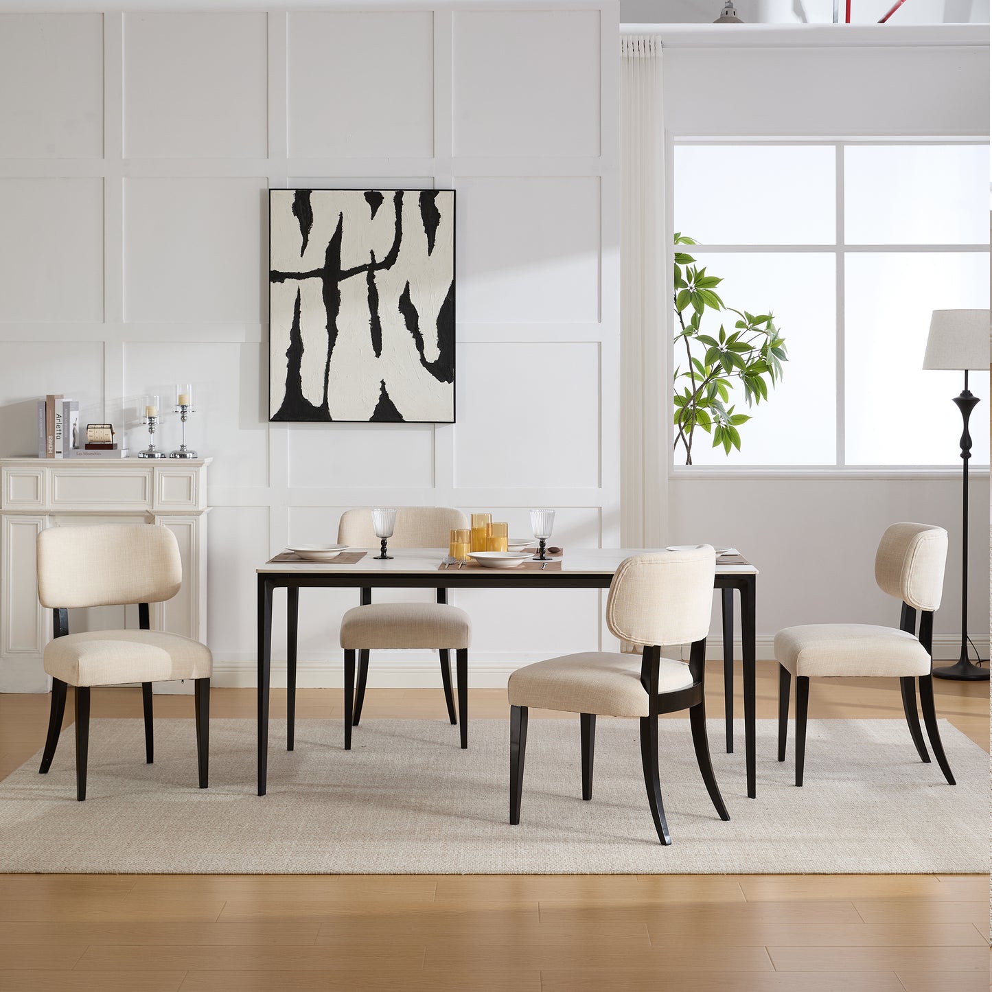 Modern Upholstered Dining Chairs Set of 2 - Cream