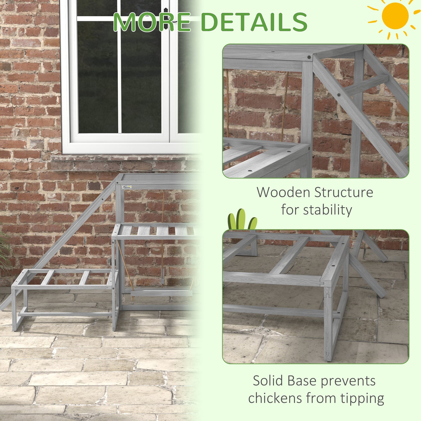 Chicken Roost Toys with Wood Stand and Ladder for 10-15 Chickens