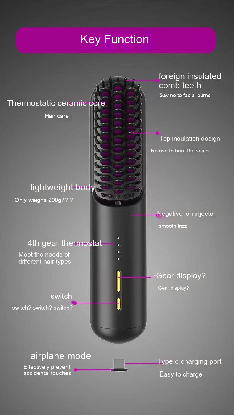 Wireless Mini Hair Straightener 35W Portable Cordless Styling Tool