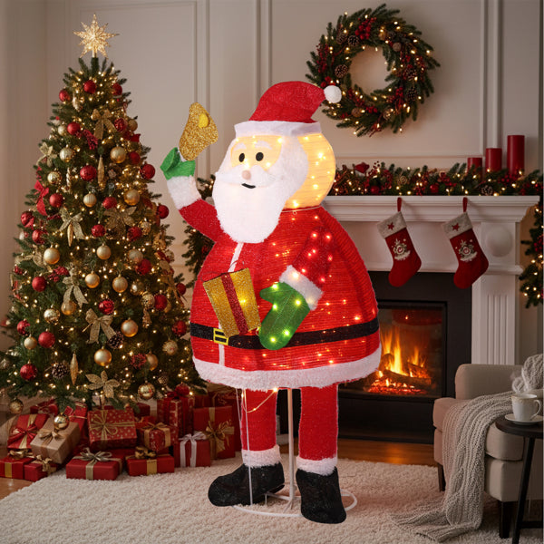 6FT Lighted Santa Claus Decoration with 200 Warm White LEDs