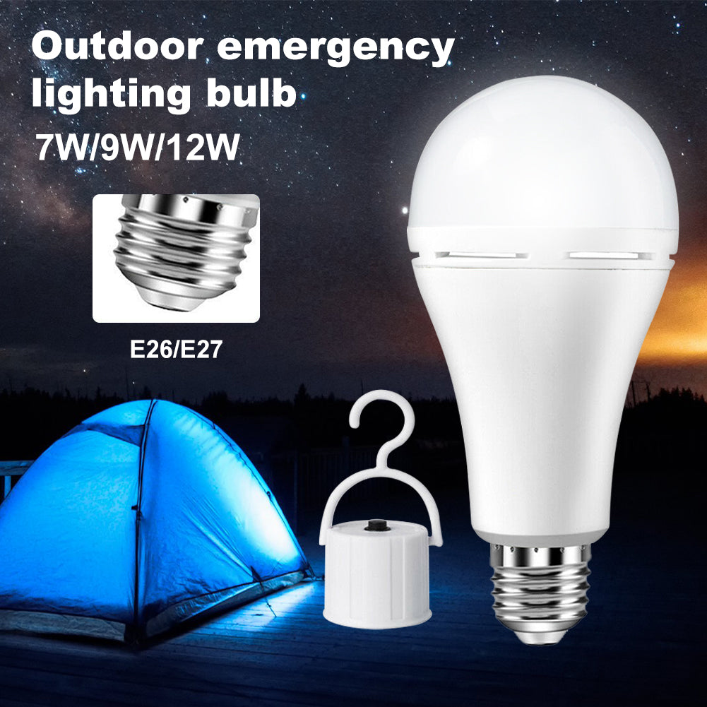 12W Rechargeable LED Emergency Floodlight Bulb - White, 700-1200 Lumens