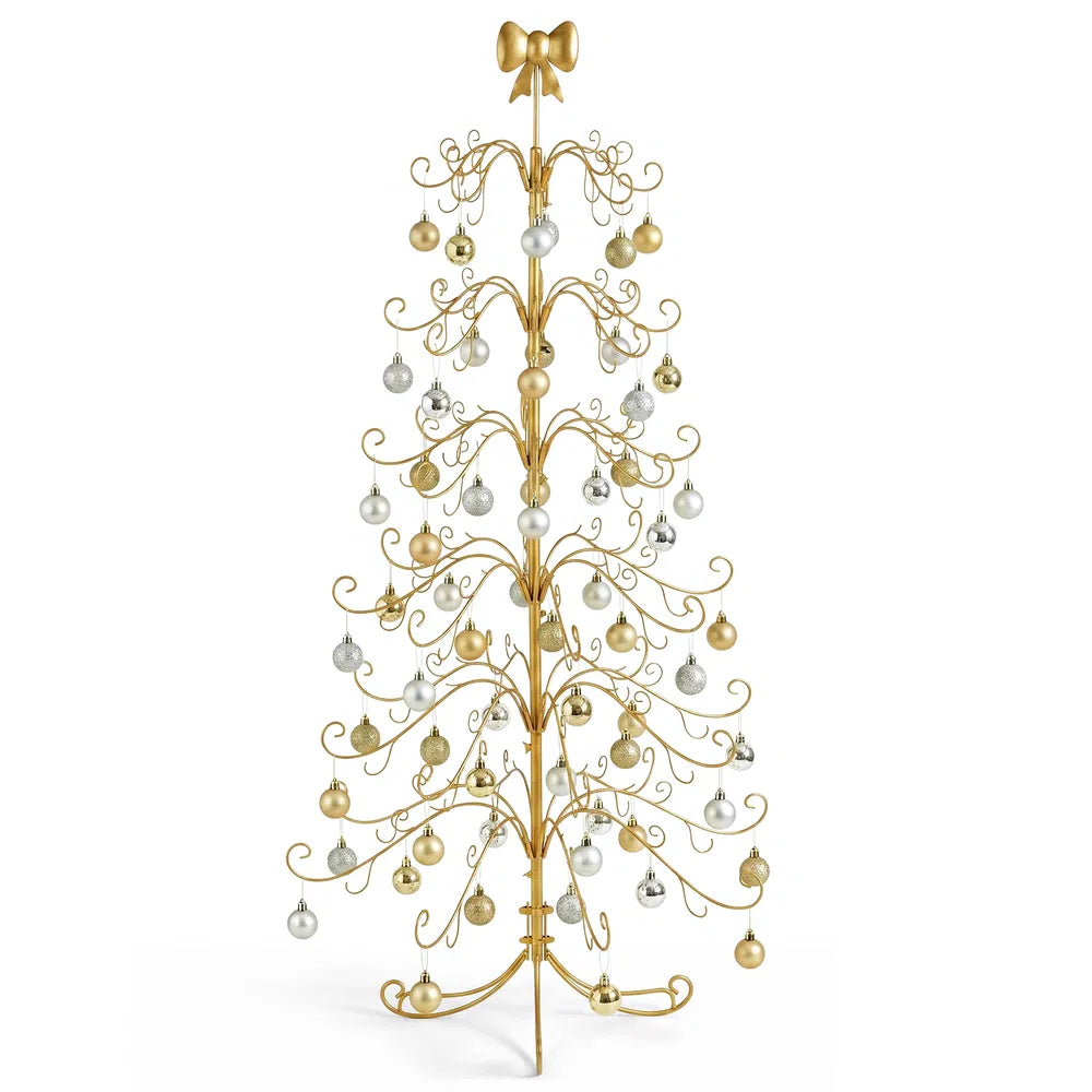 6ft Gold Iron Christmas Tree with Bow Topper - PVC Design