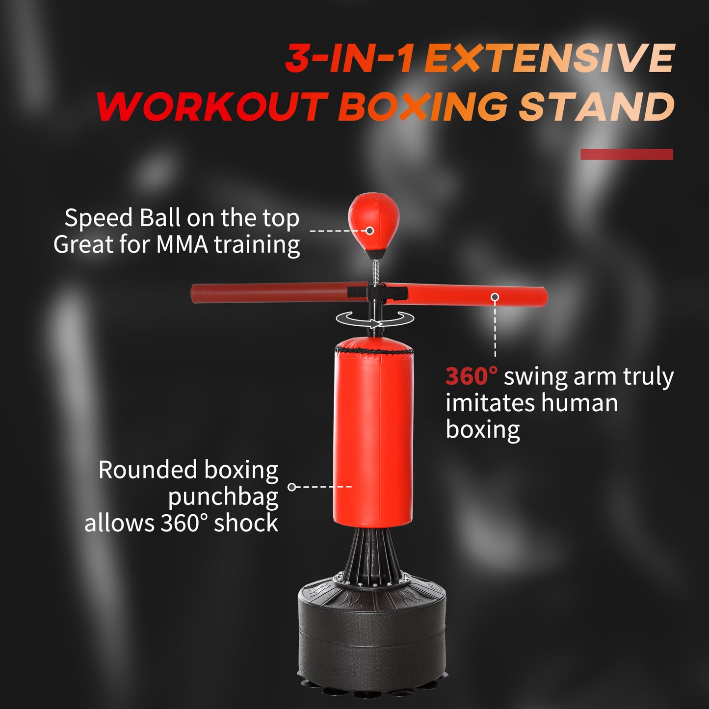 Freestanding Punching Bag with Speed Ball and Gloves - Black/Red