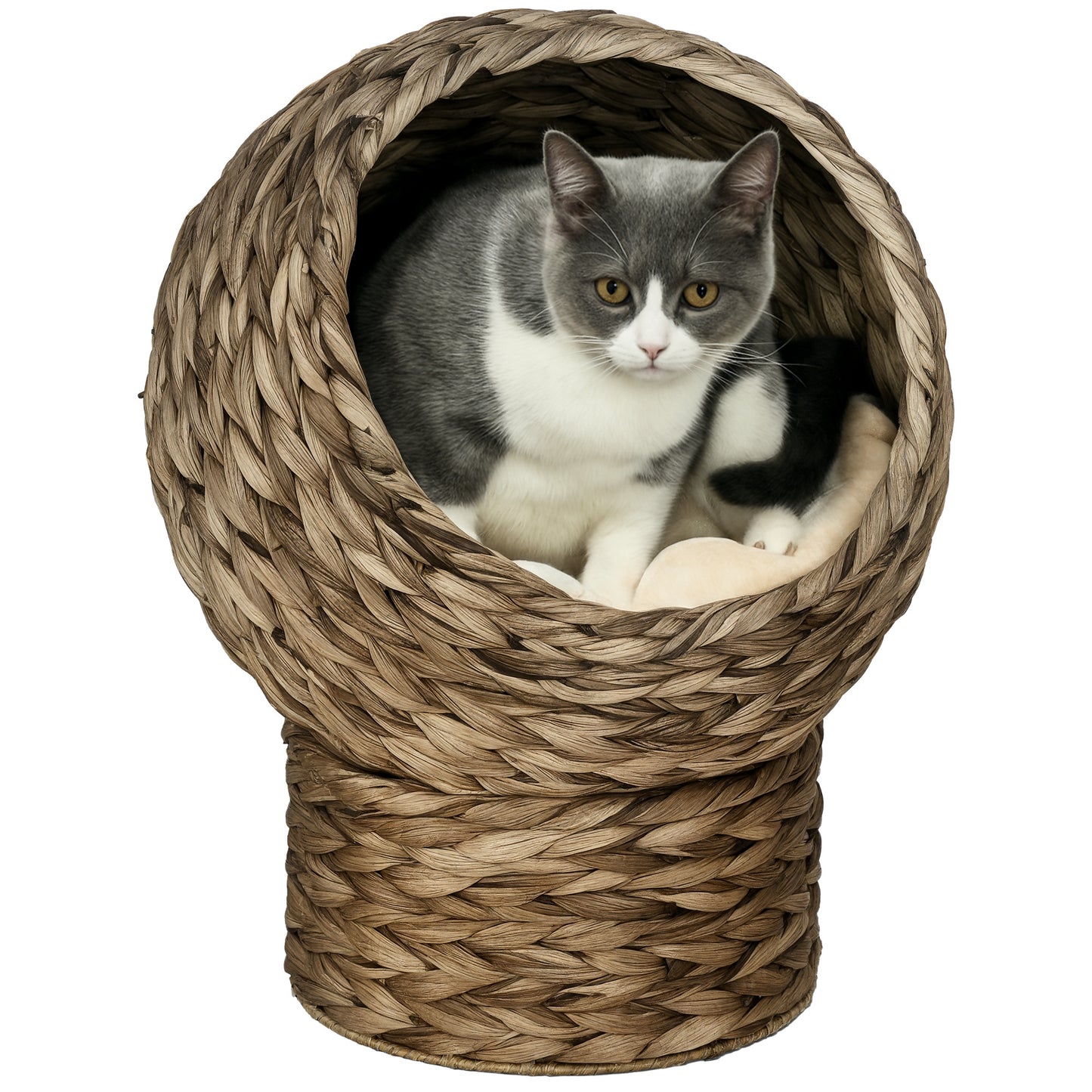 Elevated Cat Bed with Soft Cushion & Egg Chair Shape - Gray, 20"