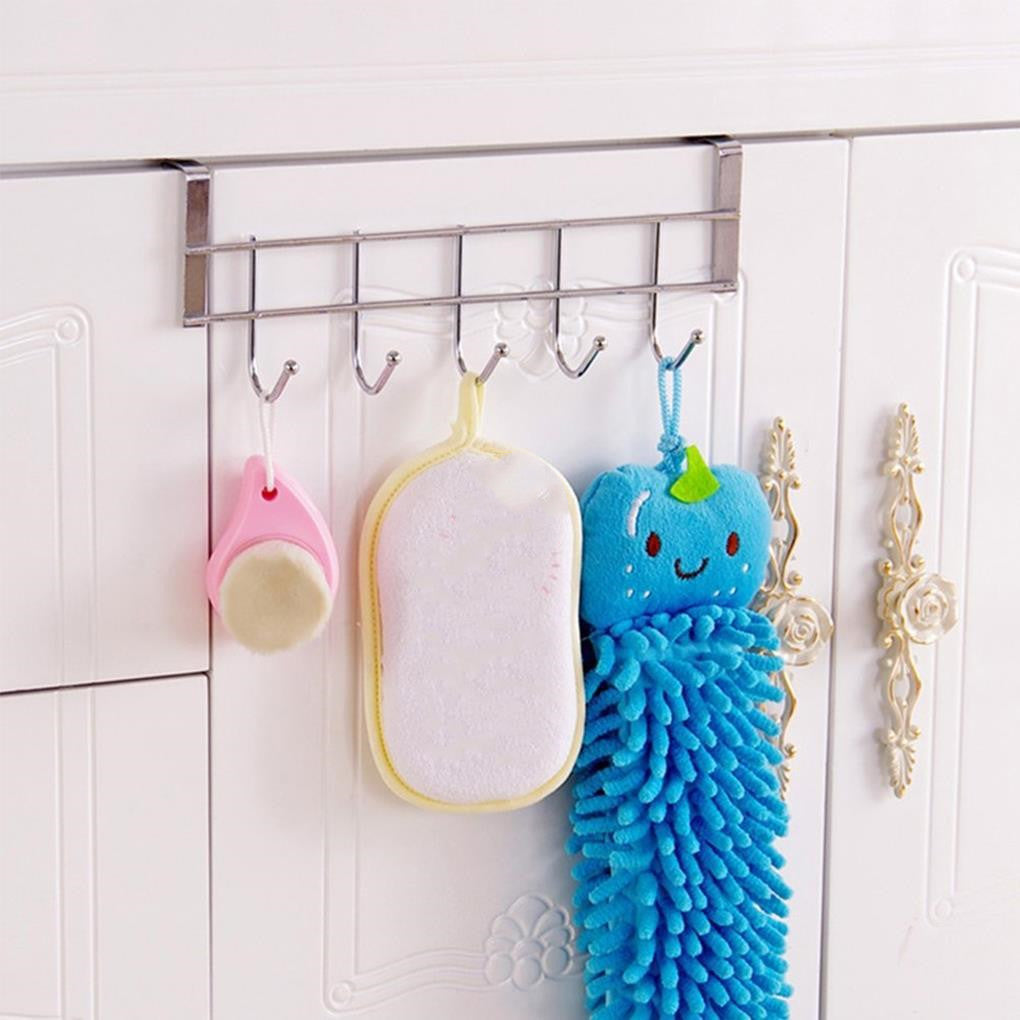 Home Storage Hook Rail Towel Rack Hanger - Metal Silver