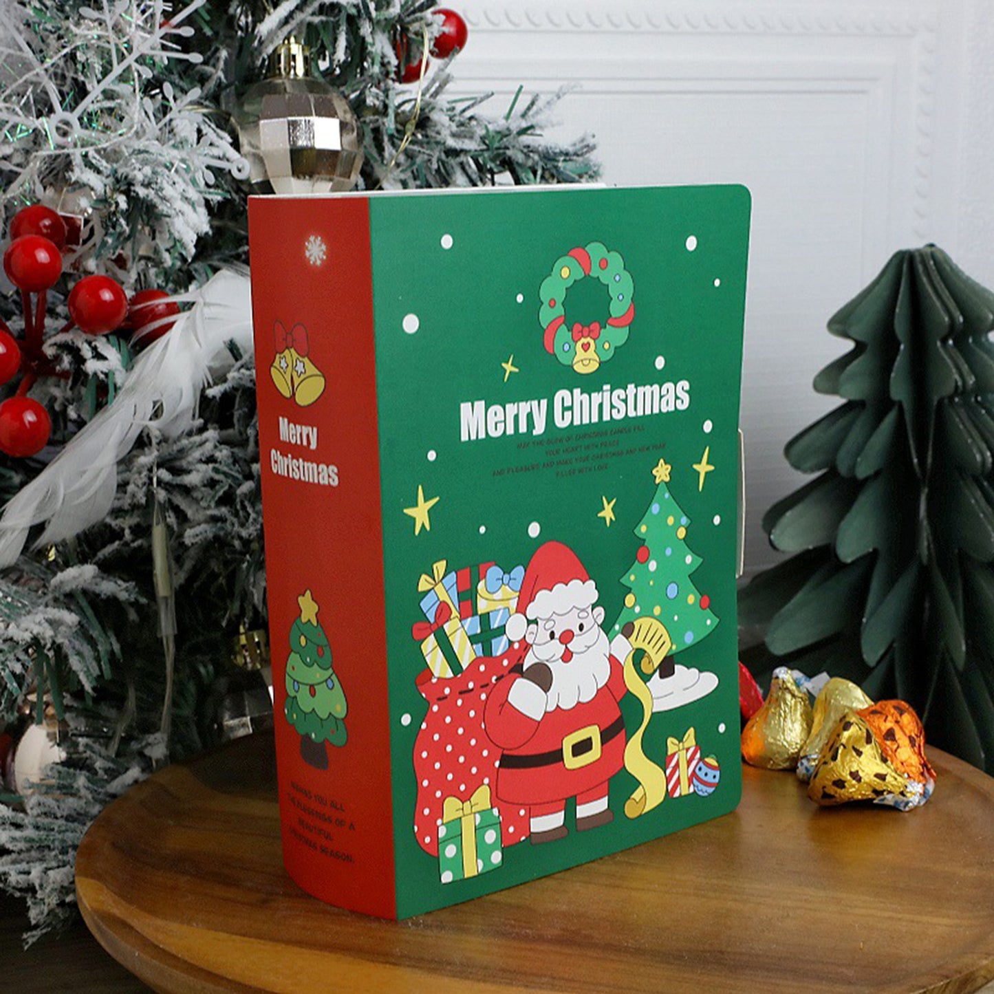 10 Pcs Christmas Treat Boxes - Green Book Shape Candy Boxes