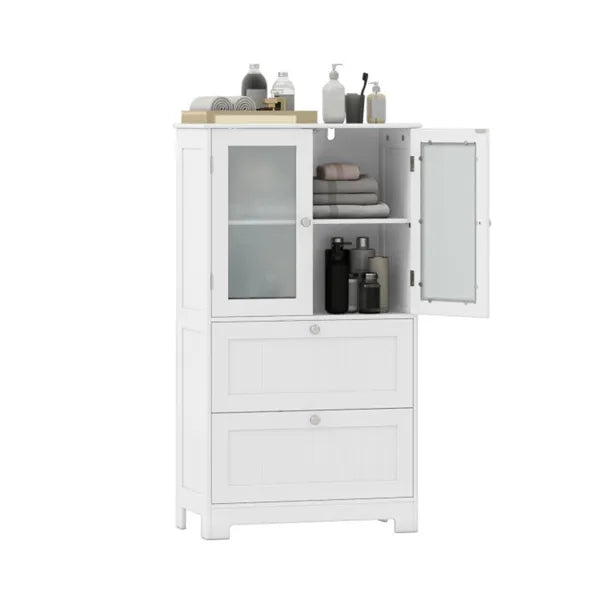 Freestanding Floor Storage Cabinet with Adjustable Shelf and 2 Drawers