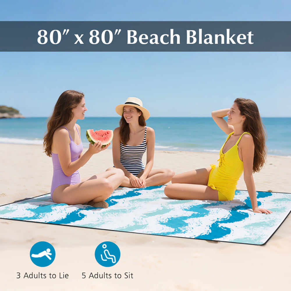 4-Piece Beach Umbrella Set with 2 Folding Chairs & Blanket