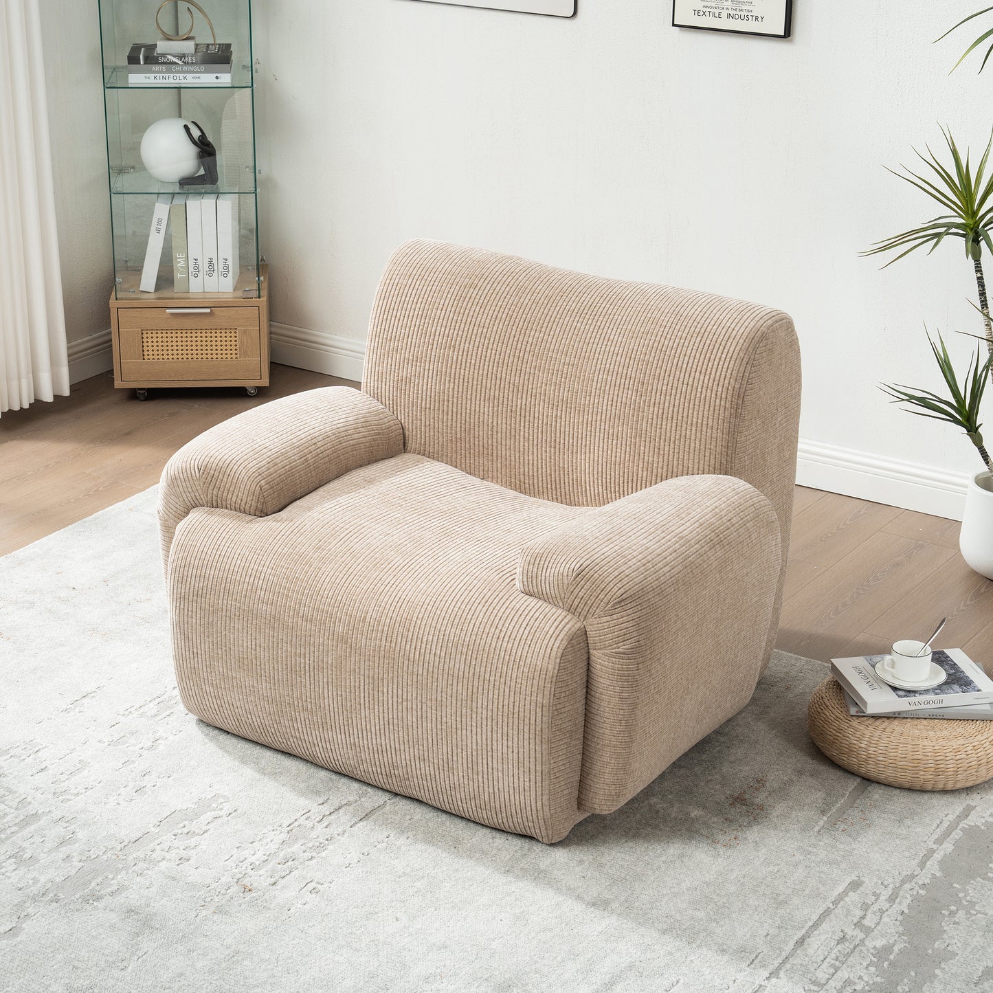 42" Wide Modern Upholstered Chenille Accent Chair - Taupe