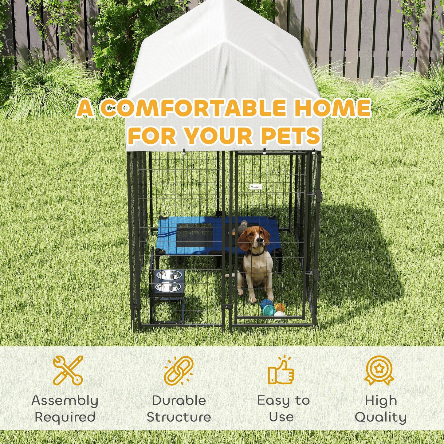 Heavy Duty Outdoor Dog Kennel with Roof, 6x4x6 Enclosure, Escape-proof Lock