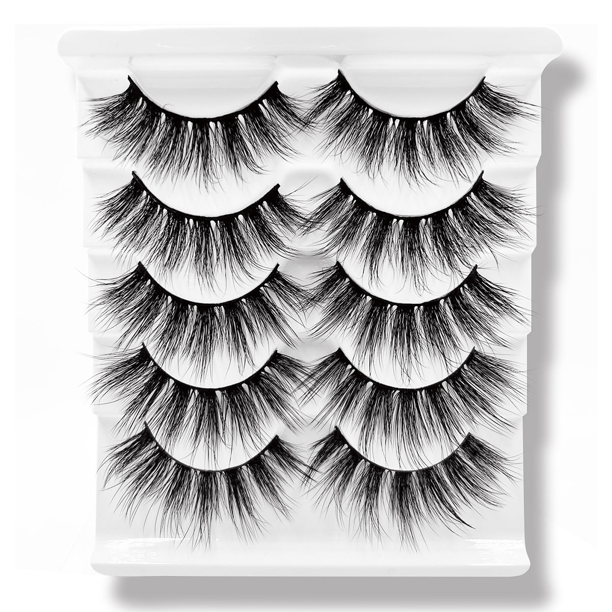 3D Faux Mink False Eyelashes - Voluminous Cluster Style, 5 Pairs