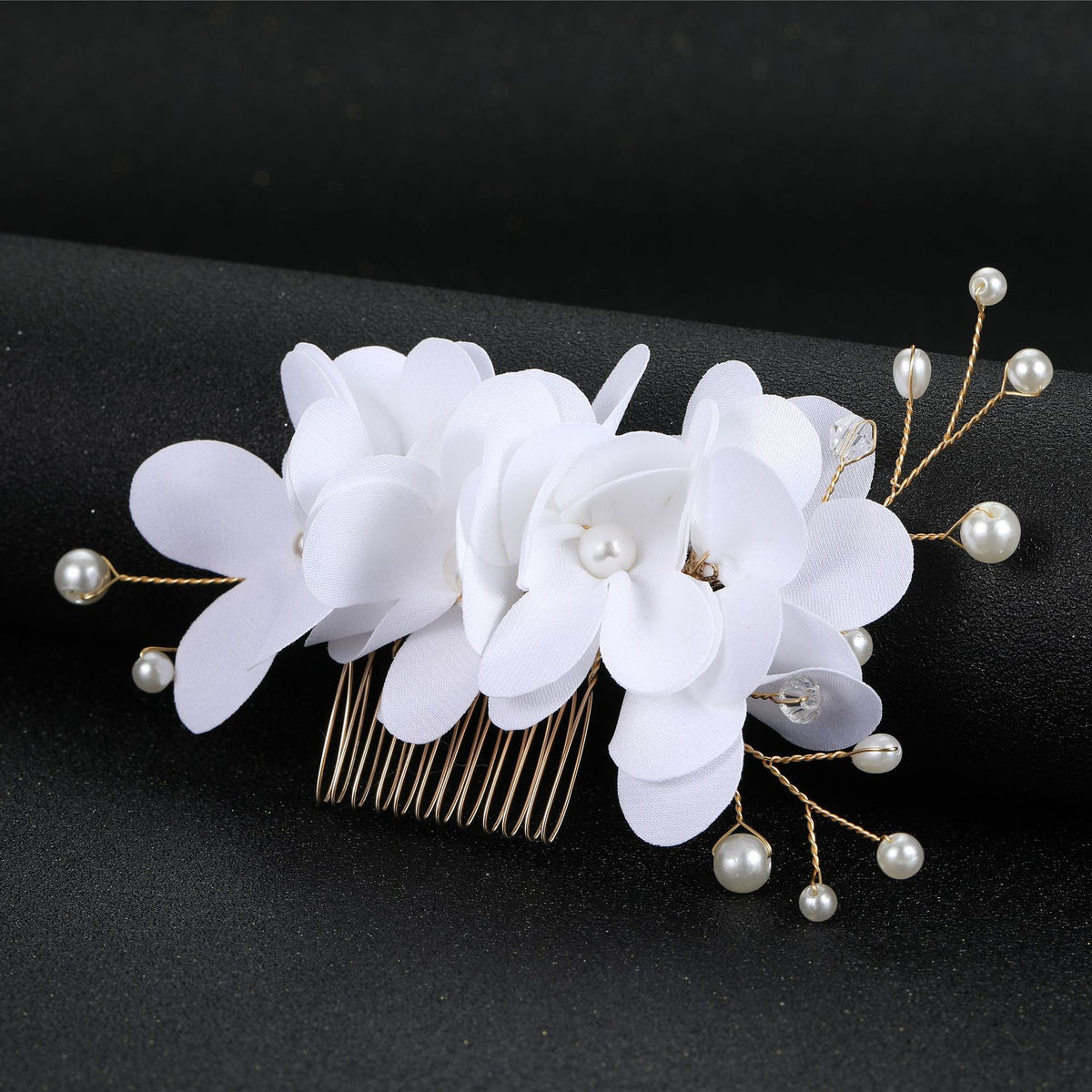 Bride Flower Pearl Hair Comb for Wedding