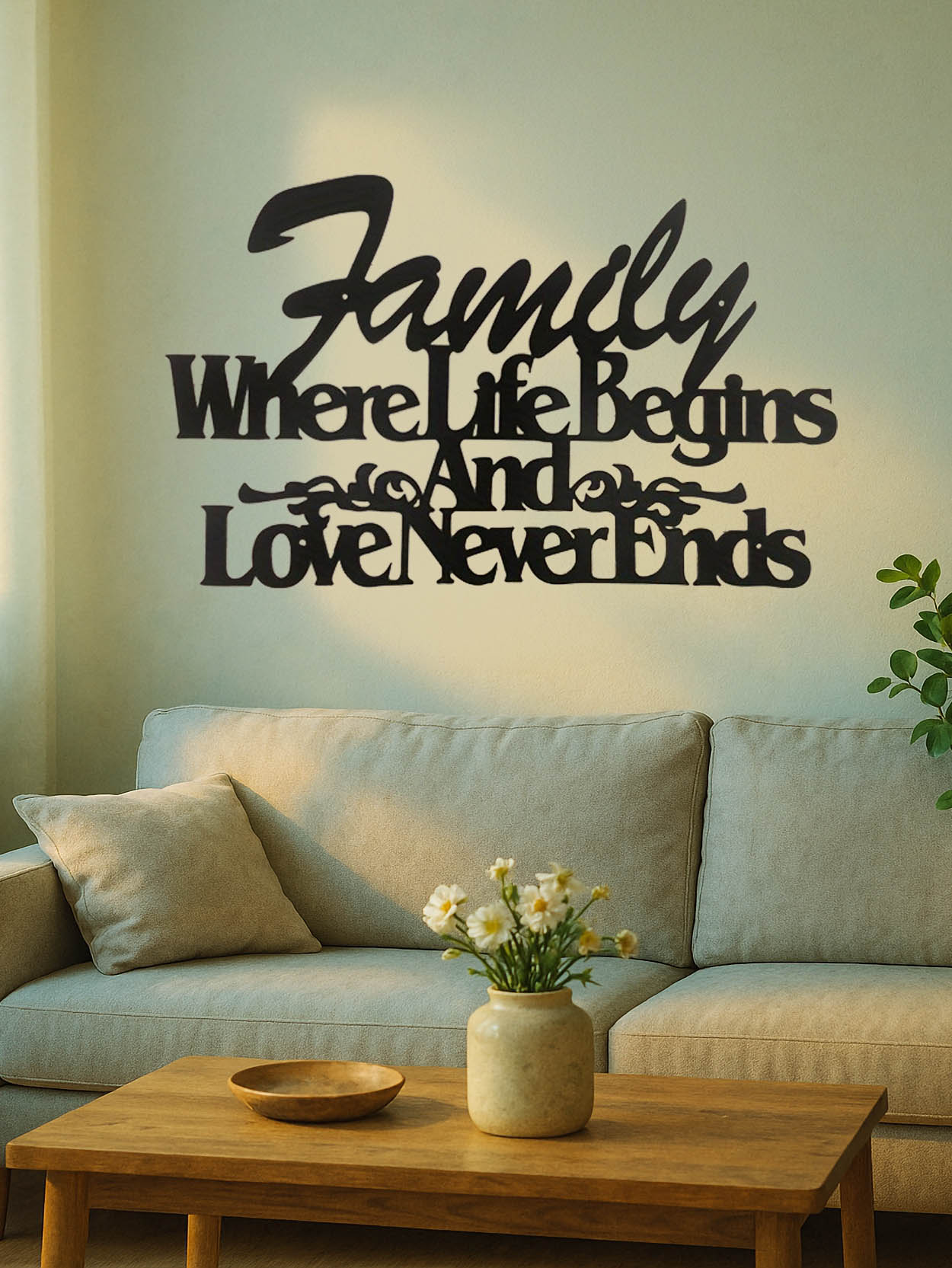 Vintage Metal Wall Sign - Where Life Begins, Love Never Ends