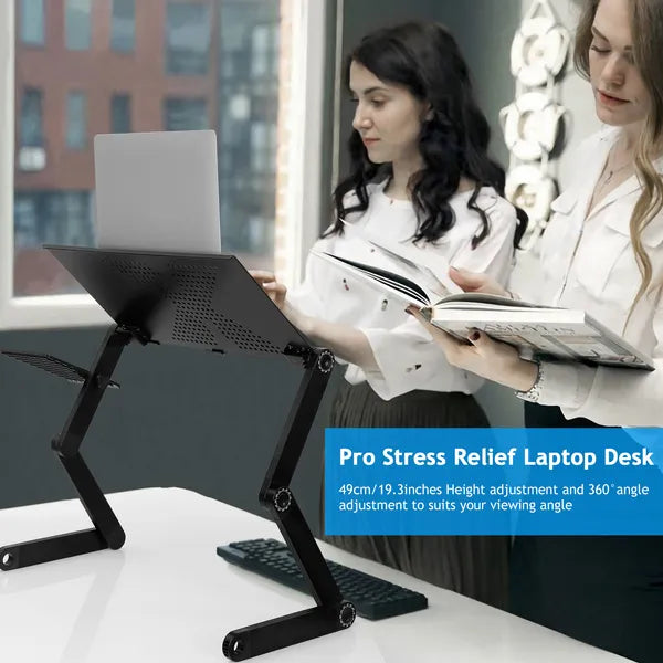Foldable Laptop Table with Mouse Board - Adjustable Portable Desk