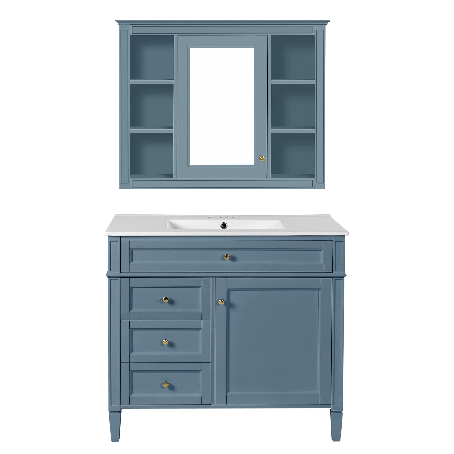 36'' Indigo Blue Bathroom Vanity with Medicine Cabinet & Sink