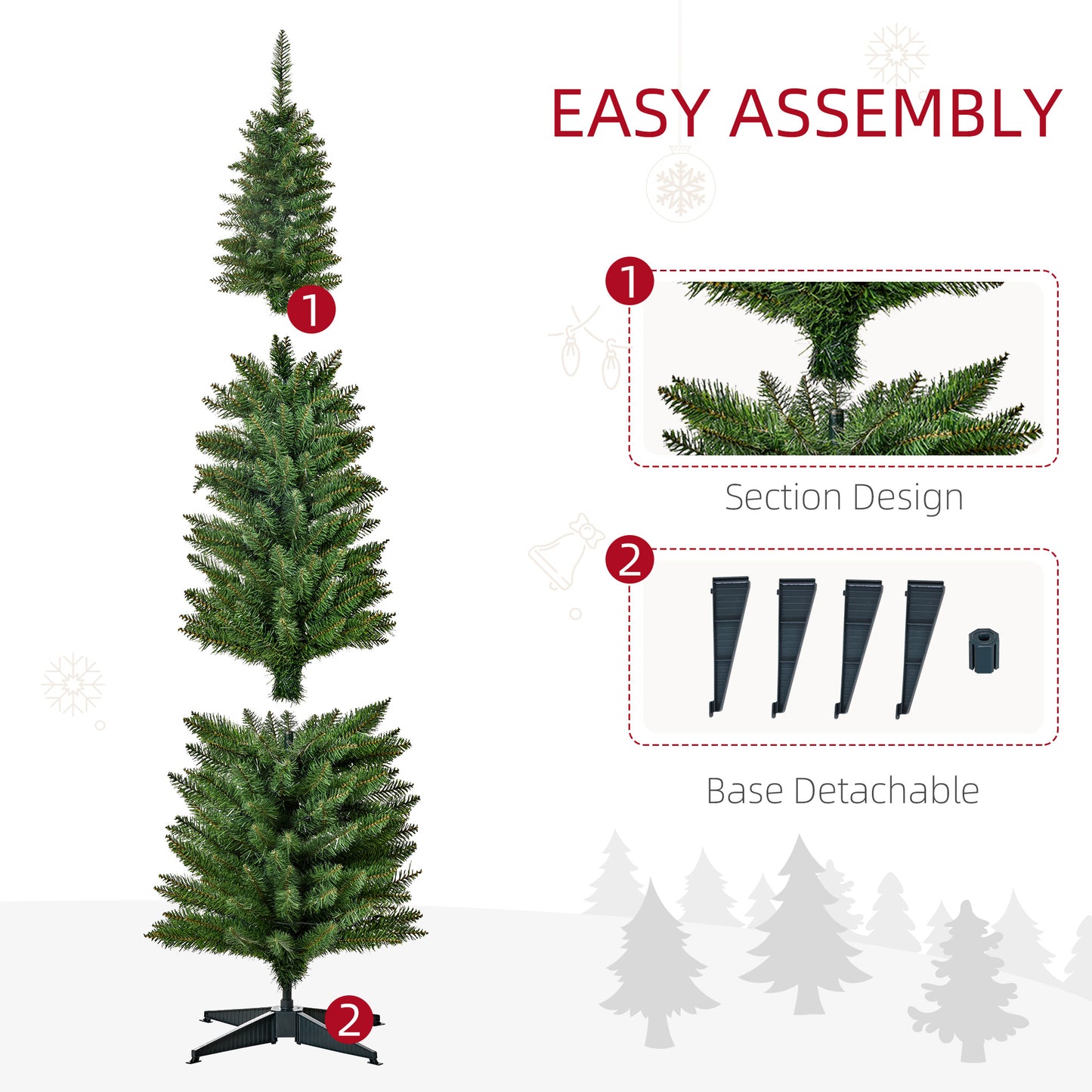 6' Pre-Lit Slim Noble Fir Artificial Christmas Tree - Green