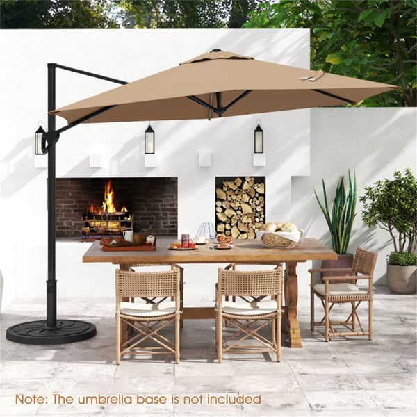 9x8.2FT Cantilever Patio Umbrella - Double-Tier Vented Canopy, Brown