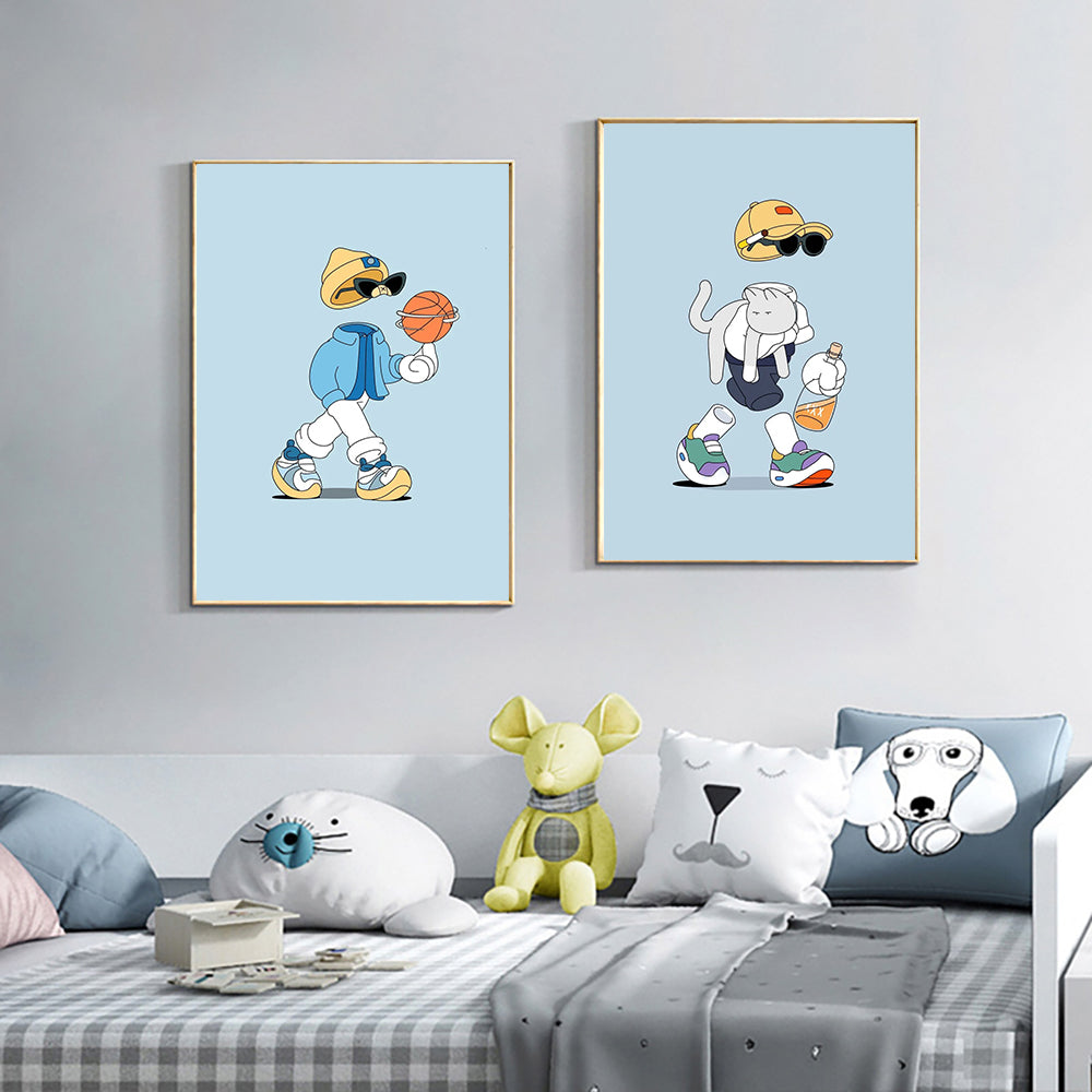 Sports Cartoon Characters Wall Art Poster Canvas Painting for Living Room