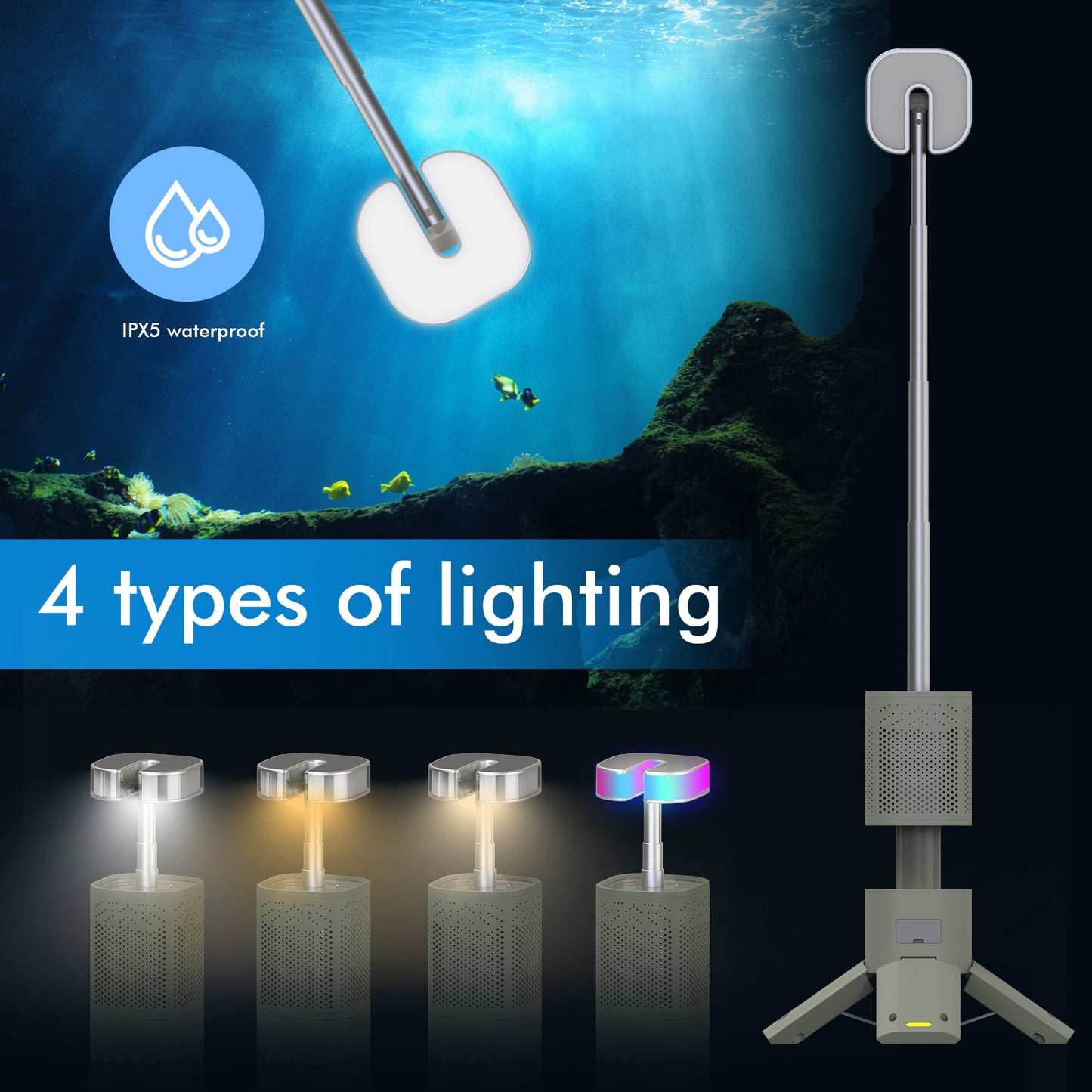 Outdoor Bluetooth Speaker with LED Atmosphere Lighting - Weatherproof, Portable, Wireless