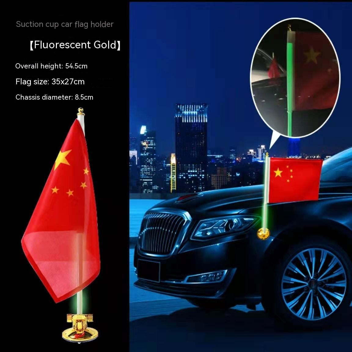 Telescopic Vehicle Flagpole Mount for Cars Trucks & RVs - Stainless Steel, 45cm