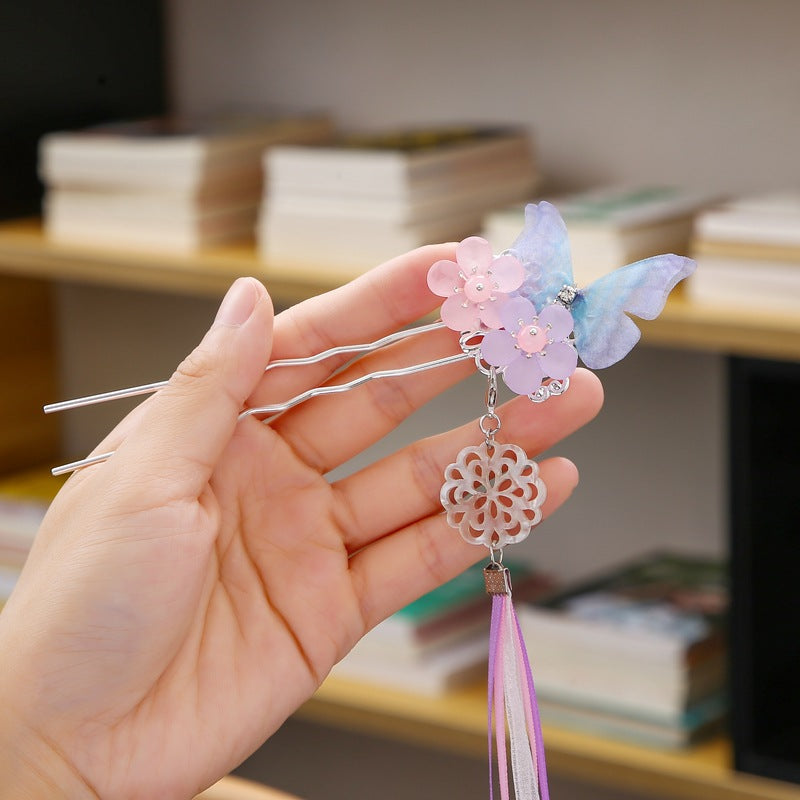 Vintage Flower Butterfly Hairpin for Girls - Antique Tassel Hair Accessories