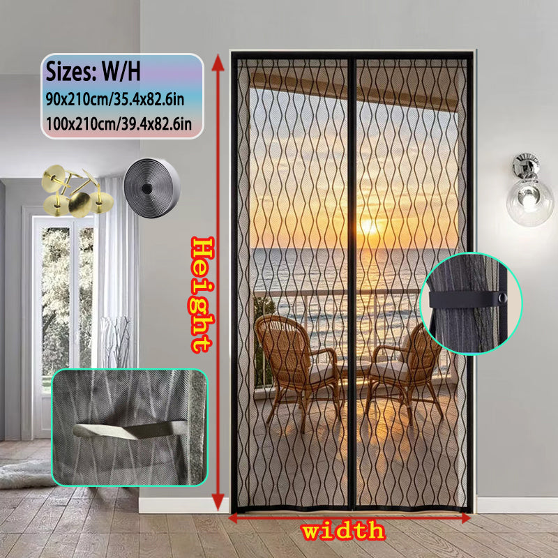 Magnetic Mosquito Screen Door Curtain - Fine Mesh, Pet Friendly, Easy Install
