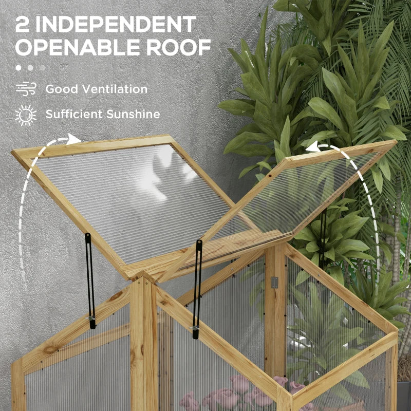Raised Garden Bed Kit with Greenhouse and Cold Frame - Wooden Planter