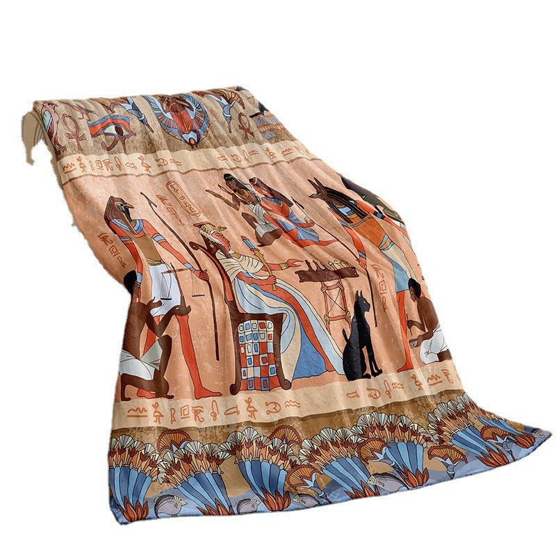 Indian Style Flannel Blanket - Digital Print Bohemian Bedding