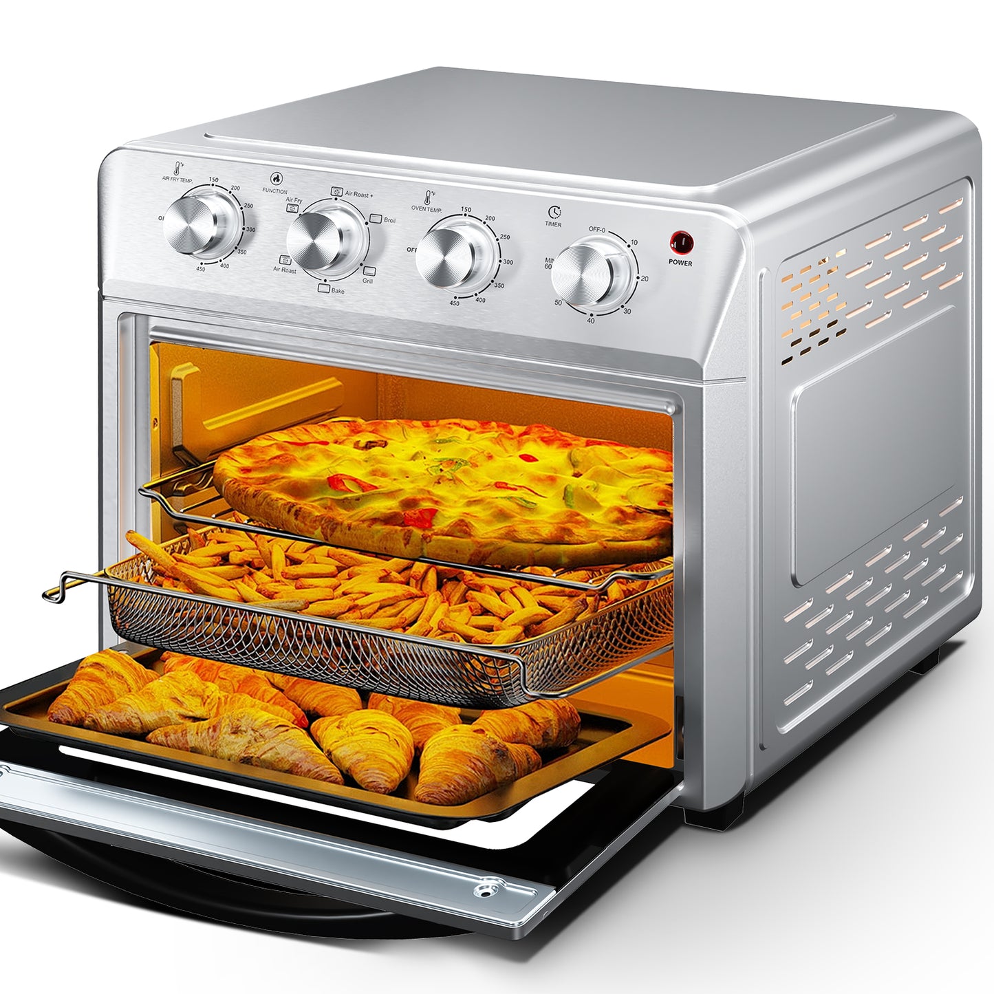 27.5QT 6-in-1 Air Fryer Toaster Oven - Stainless Steel