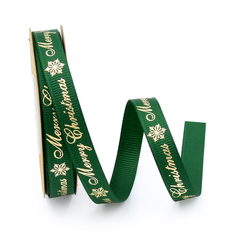 Ribbed Ribbon with Gold Stamping Letters for Party & Home Decor - 10mm Wide