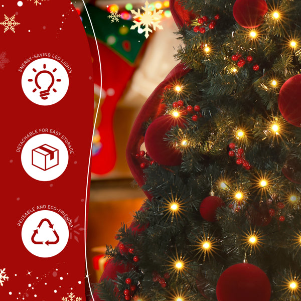 7.5 FT Artificial Christmas Tree with 300 LED Lights & Ornaments