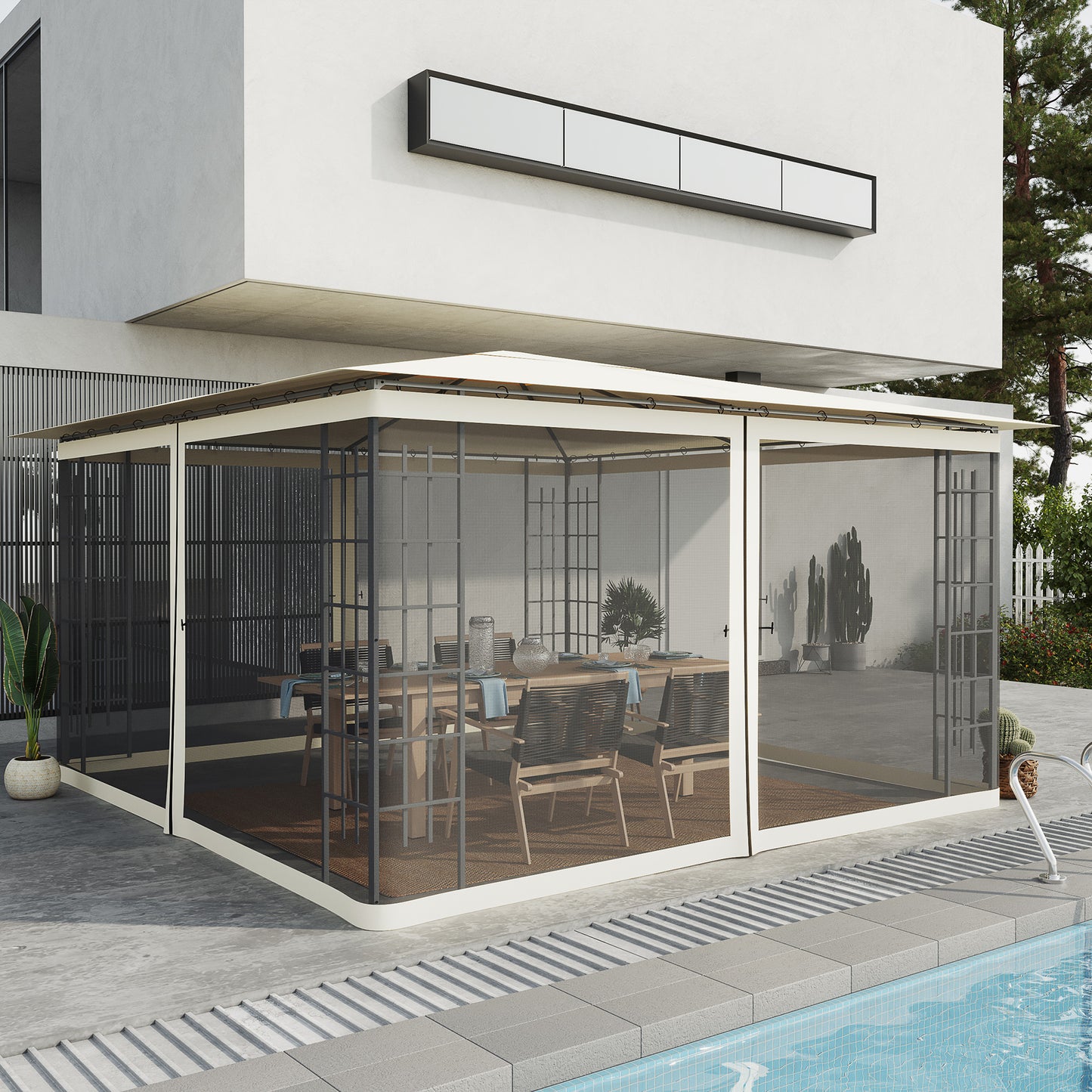 13x13 Gazebo Mosquito Netting Screen - High-Quality Polyester, Black