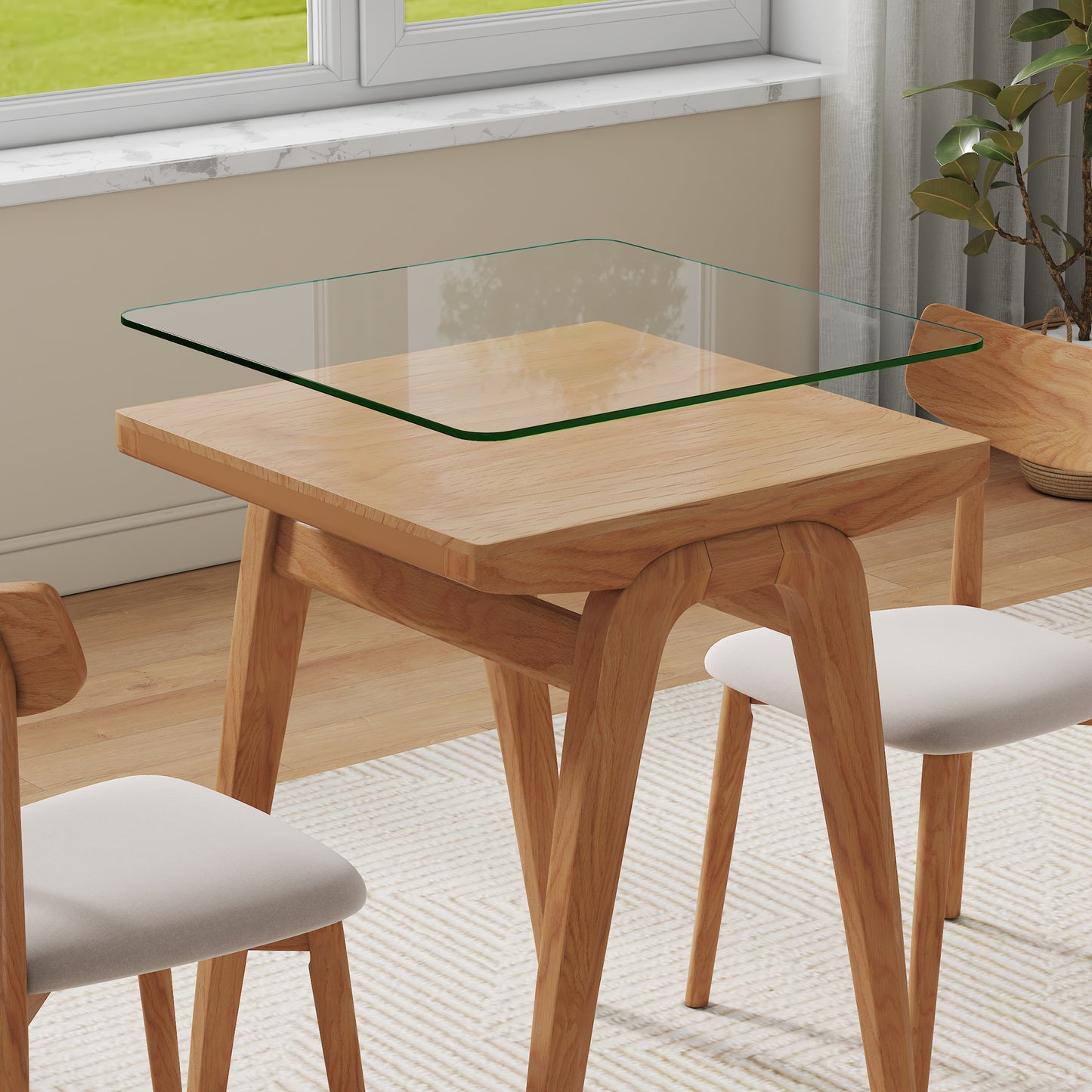 ONLY Separate Glass Tabletop.24-inch Square Heat-Resistant Clear