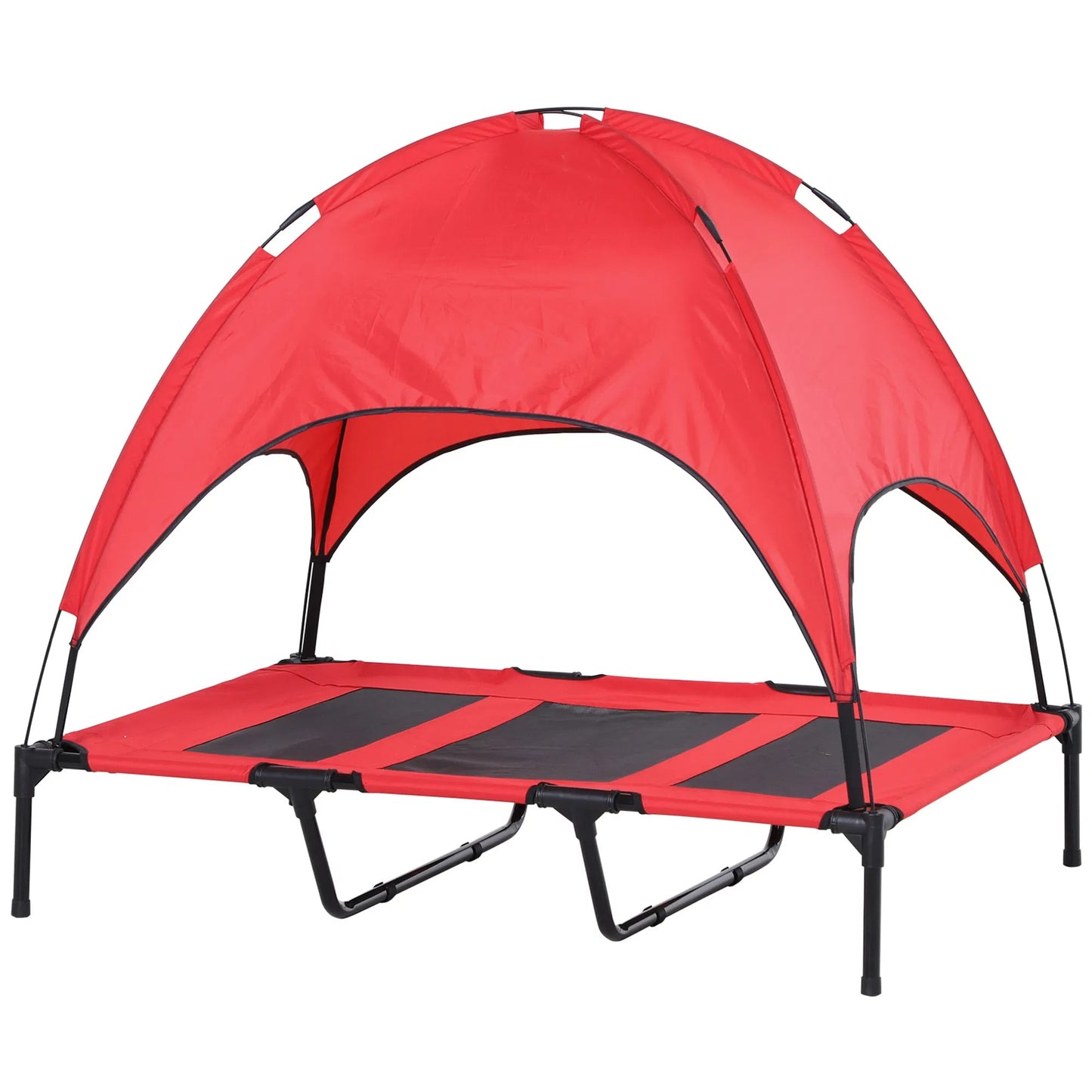 Elevated Dog Cot Bed with Canopy Shade - Portable Outdoor Pet Bed for Medium & Large Dogs