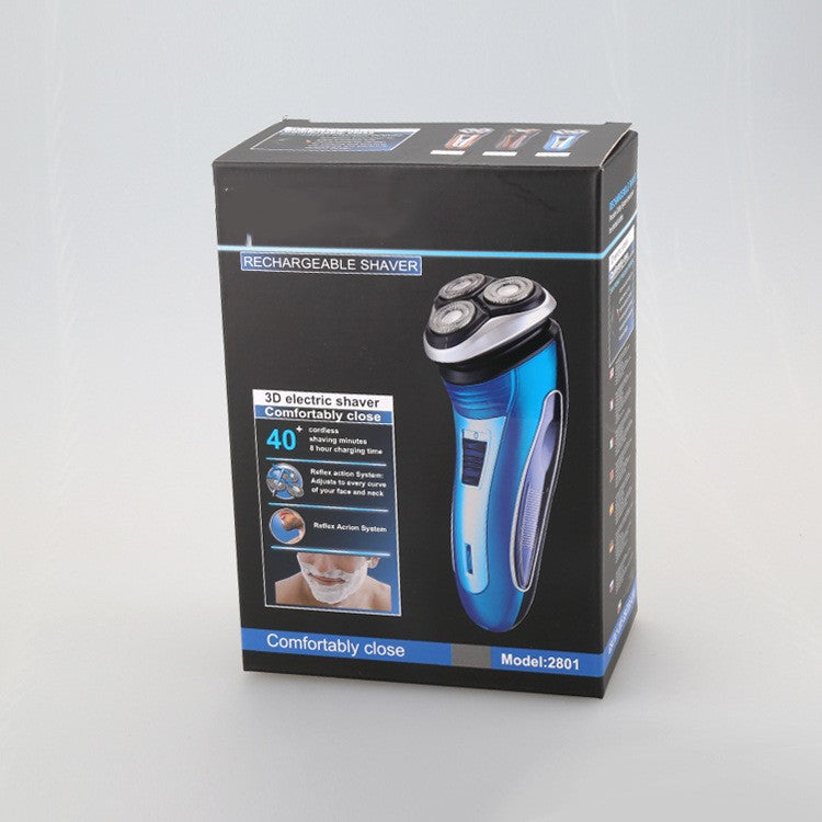 Men's Rechargeable 3-Blade Electric Shaver with Trimmer - Waterproof, Compact
