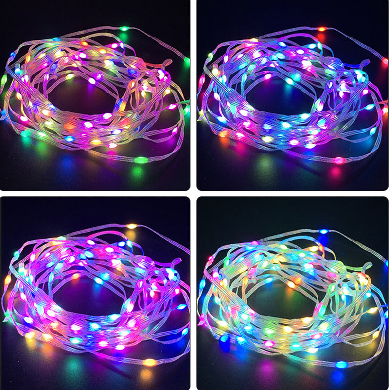 Outdoor RGB LED Rope Lights with Remote Control - 200 LEDs, Plug-In, Durable String Lighting
