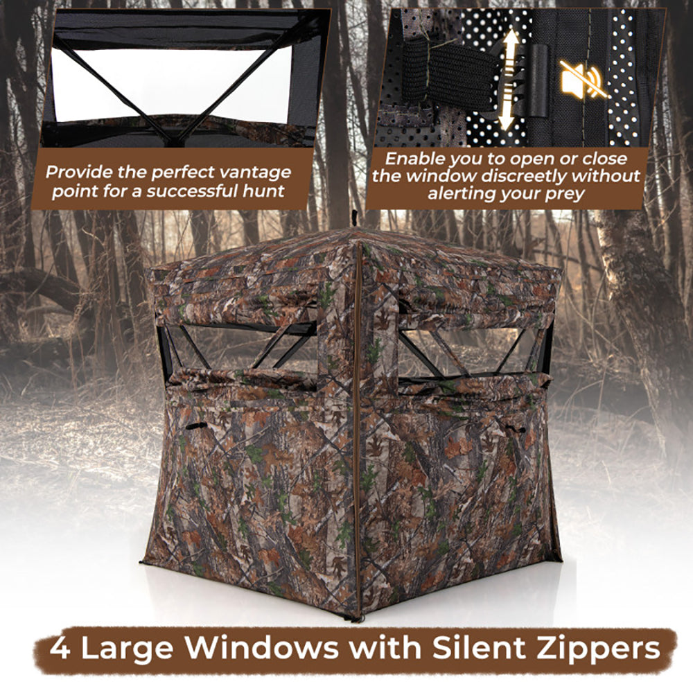 360-Degree One-Way See-Through Hunting Blind for 2-3 Persons - Camouflage