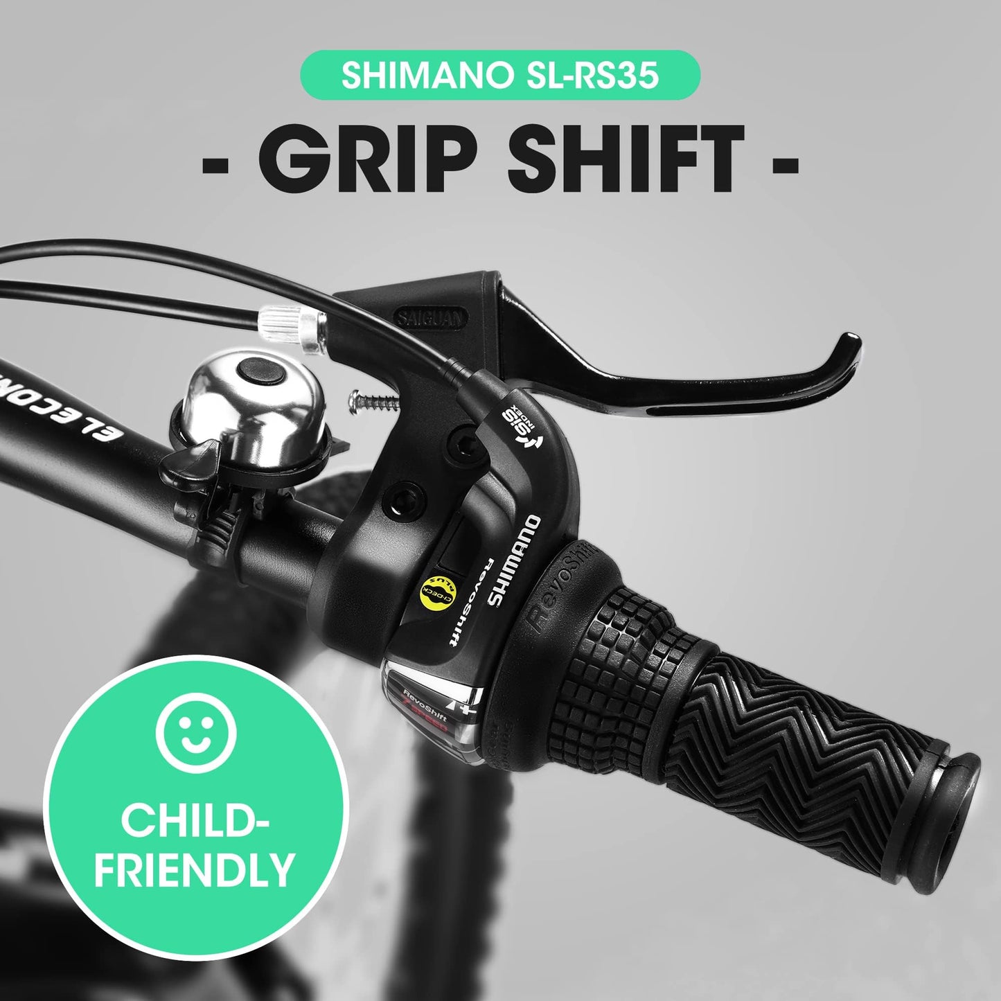 20 Inch Kids' Mountain Bike - 7 Speed, Steel Frame, Green
