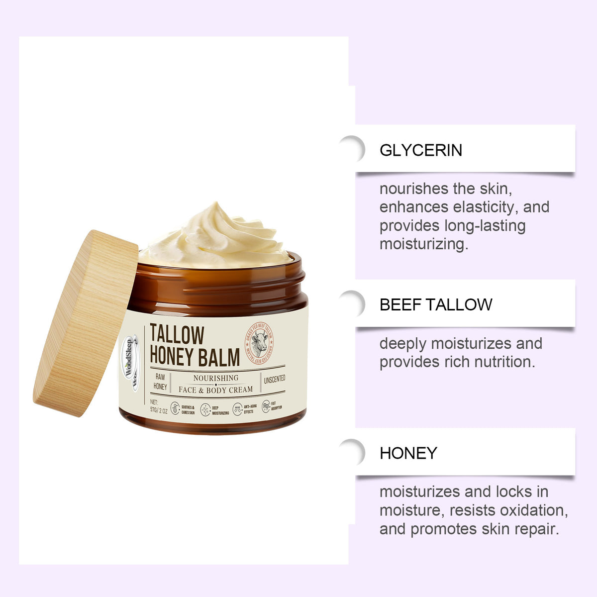 Tallow Honey Skin Repair Moisturizing Cream Relieve Dryness Nourish