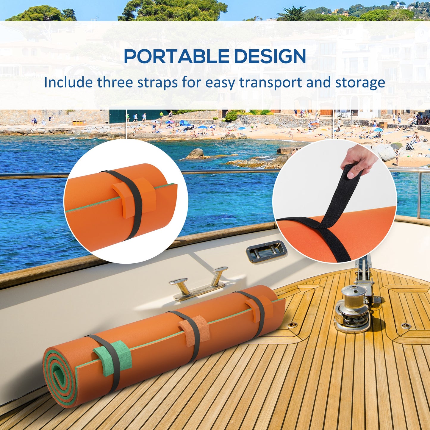 Floating Water Mat for 2 Adults - 9' x 6' Orange Pool Pad