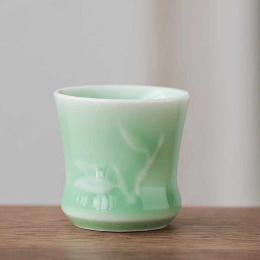 Celadon Bamboo Joint Wine Set with Decanter and Cups - Japanese Style