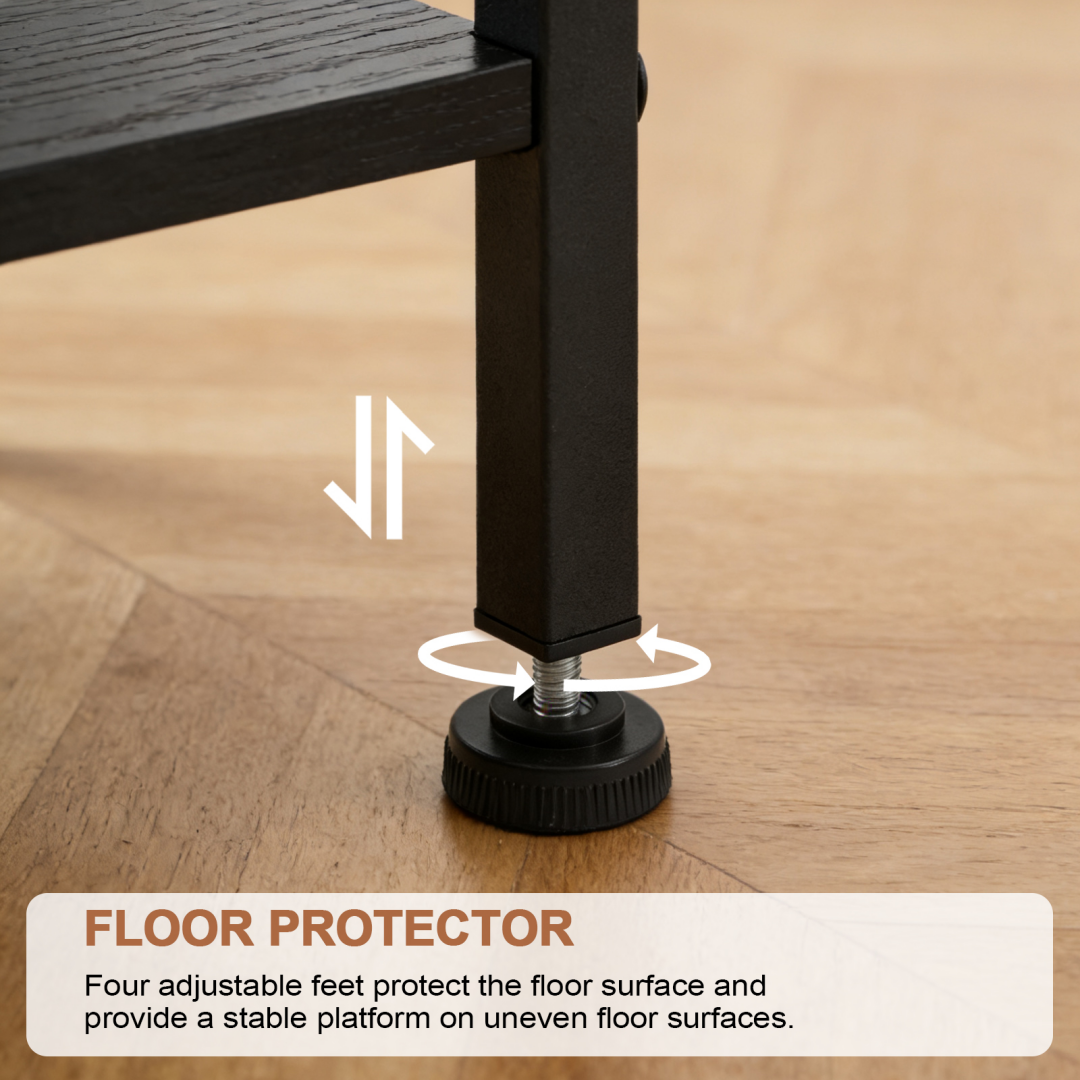 Bedside Table with USB-C Port and Adjustable Drawers - Black Brown