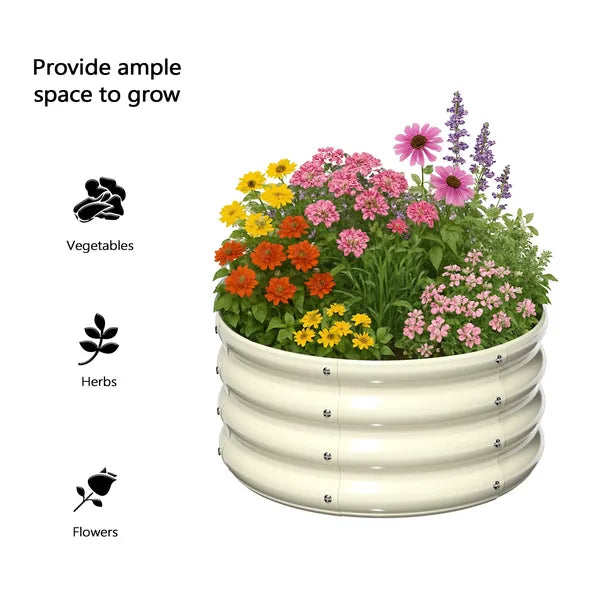 Raised Garden Bed - 2-Pack Round Galvanized Planter Boxes