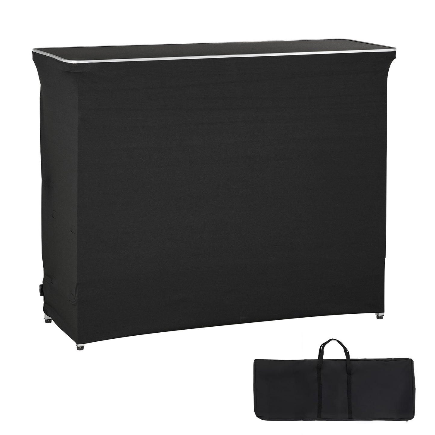 Foldable Portable Bar Table 43.5x15.4x39.8in with Storage Shelves & Carry Bag