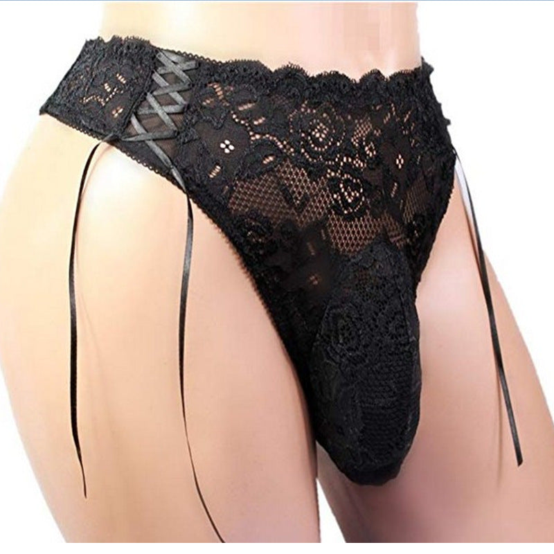 Men's Lace Panties Underwear with Temptation Style - Black, M-XXL