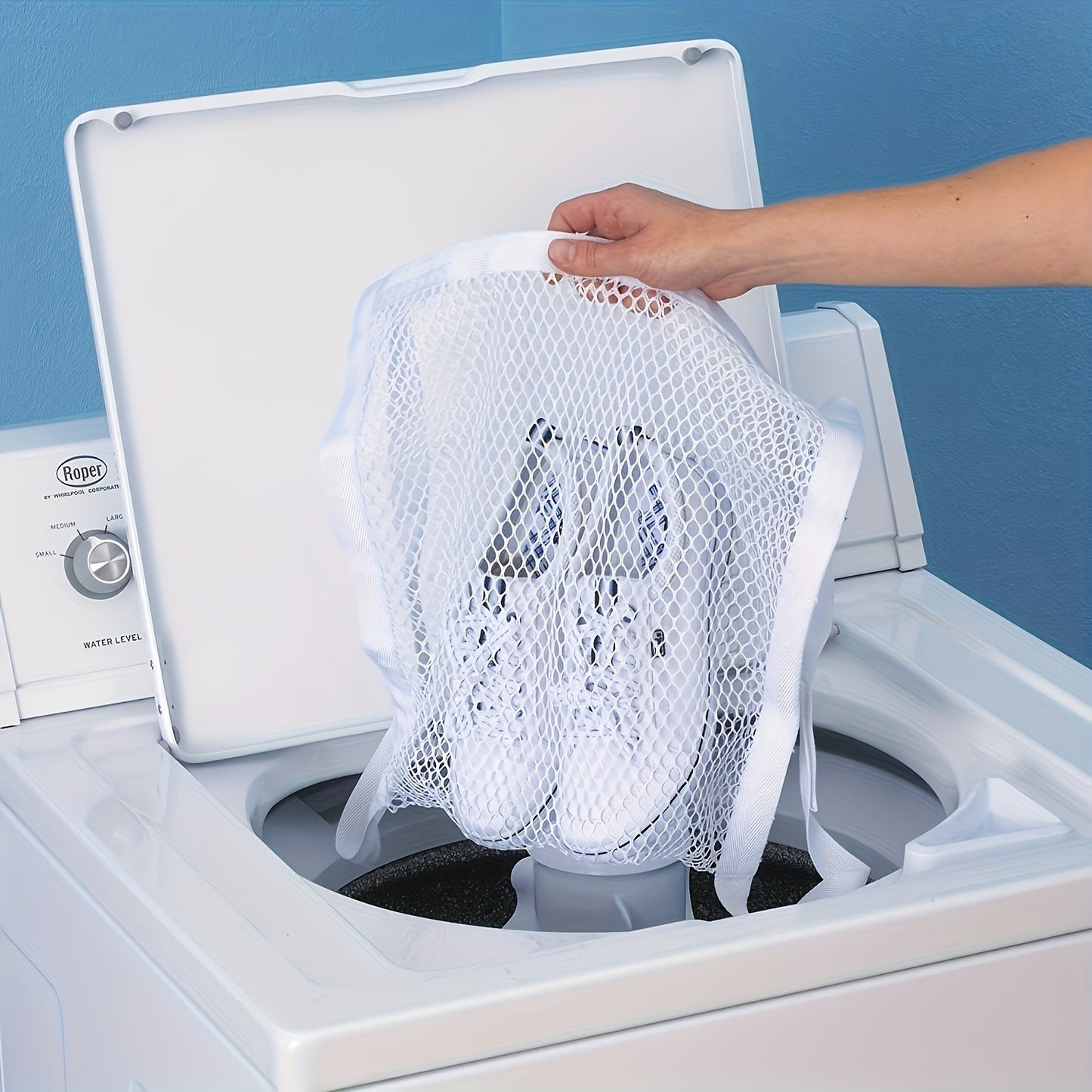 Wall-Mounted Shoe Drying Bag for Laundry and Shoe Storage - White