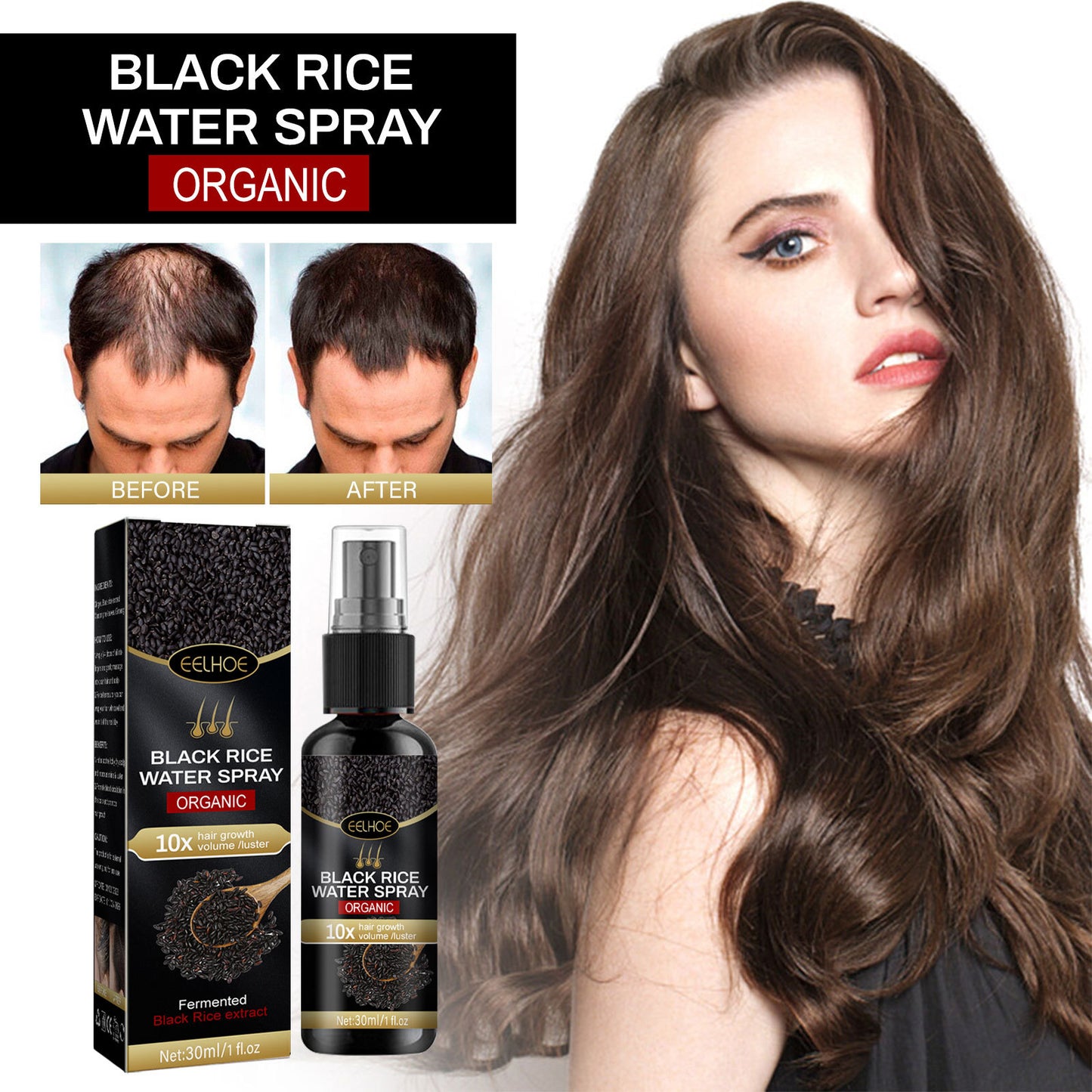 Black Rice Hair Growth Spray - Strengthening & Scalp Nourishing Treatment