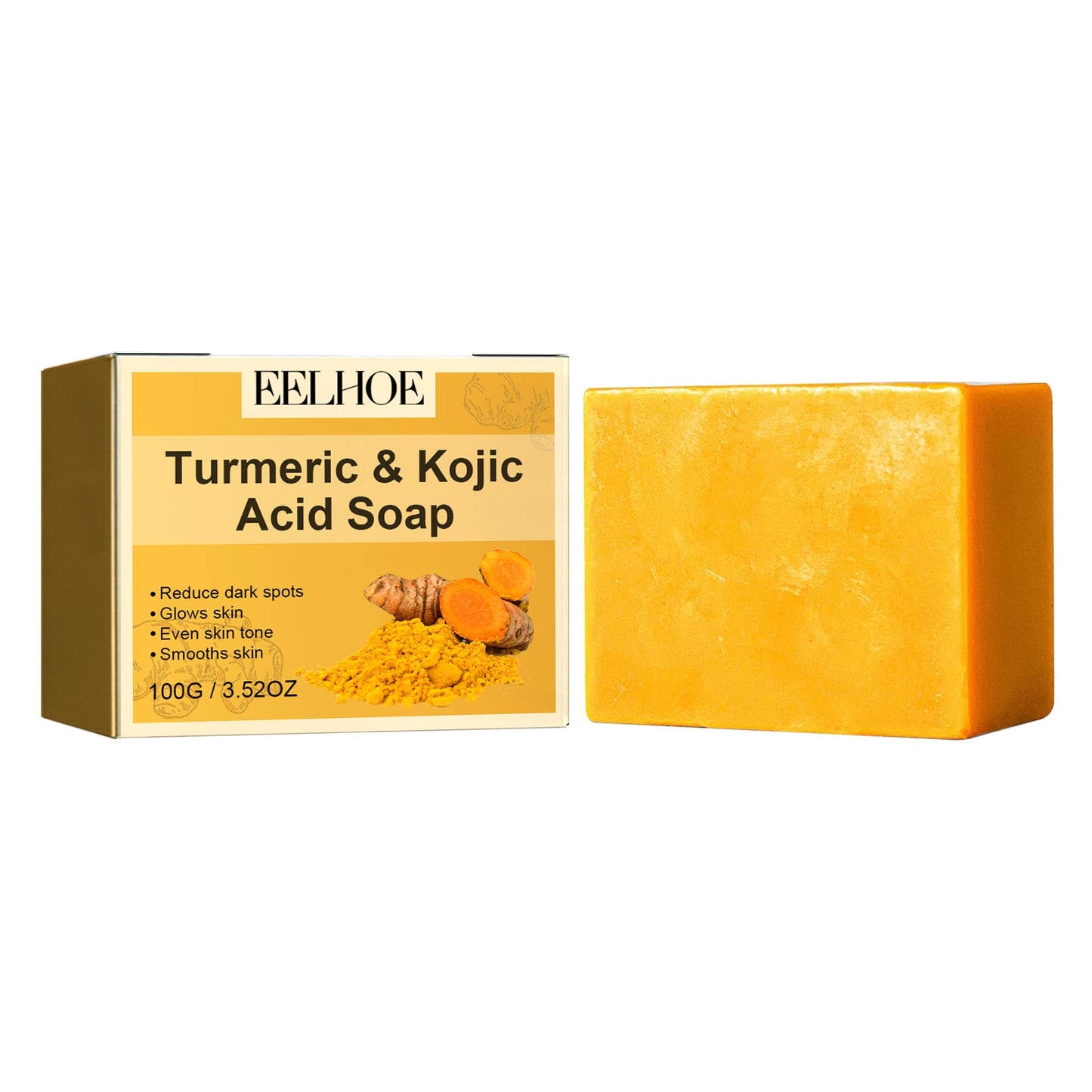 Turmeric and Kojic Acid Brightening Bar Soap for Face and Body