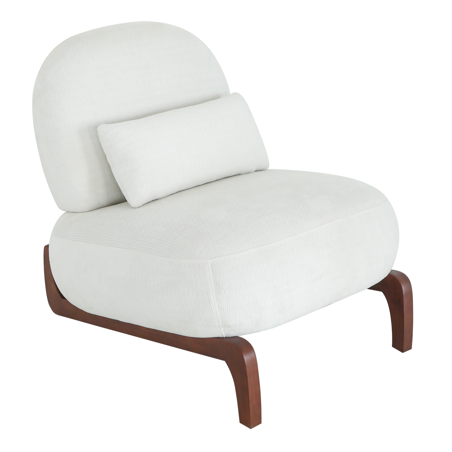 Cozy White Accent Chair with Solid Wood Legs - Armless Design