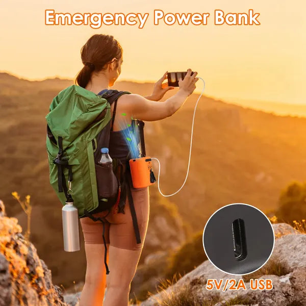 5-in-1 Portable Waist Clip Fan with 5 Speeds & Flashlight - Orange